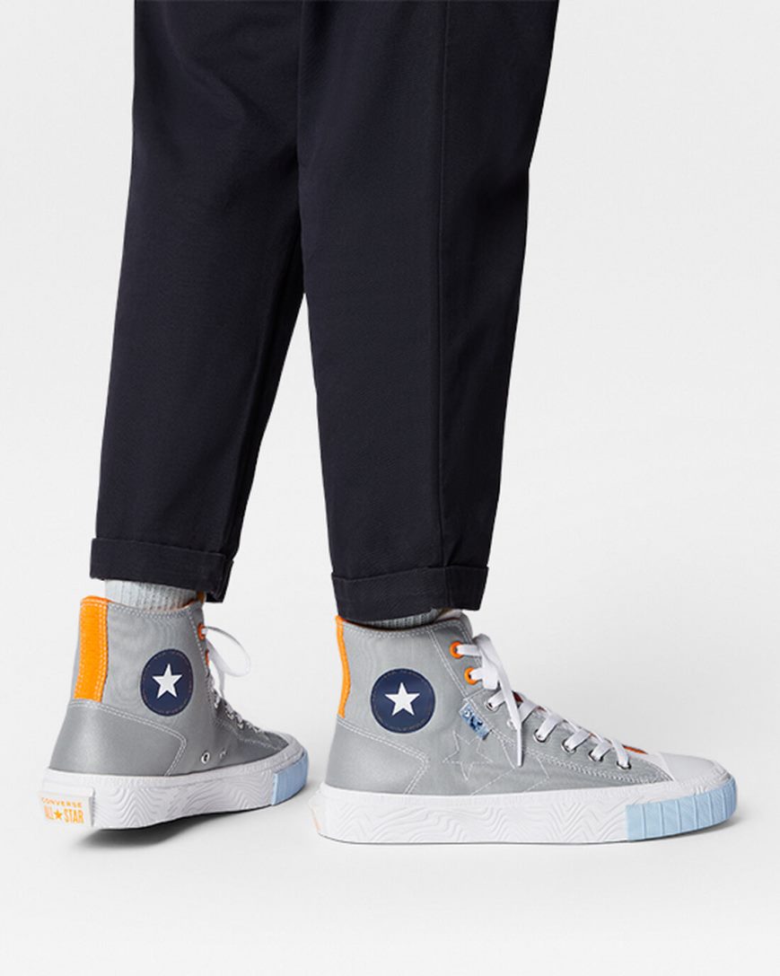 Dámské Boty Vysoké Converse Chuck Taylor Alt Star Reflective Shine Šedé Bílé Oranžové | CZ AIHZ43